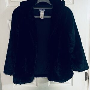 Patagonia Girls Medium Black Pelage Faux Fur Coat